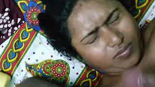 A husband's climax on his Indian wife's face during intimate encounter