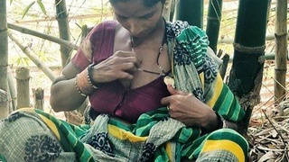 Indian housewife engages in open-air intimacy amidst the woods