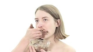 Dirty lesbian eating feces