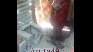 A village woman enjoys a steamy bath and becomes aroused