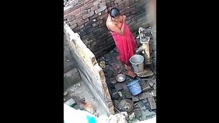 Steamy scene of a stunning girl next door bathing