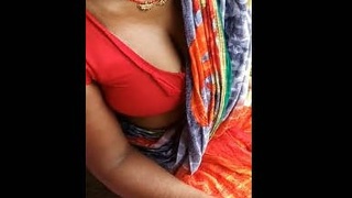 Village lady with large breasts and exposed cleavage