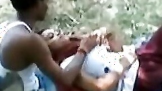 Tamil sex clip with desi heater being fondled by big tits in the open air