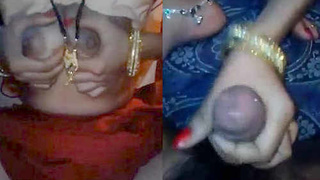 Indian wife has sex with her husband while also fondling her own breasts