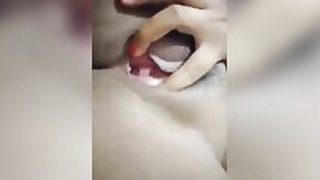 Girl Desi with big breasts wanking her hairy pussy on camera