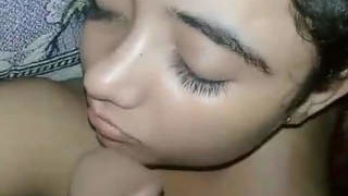 Busty and beautiful woman shows off her breasts and vagina before intercourse