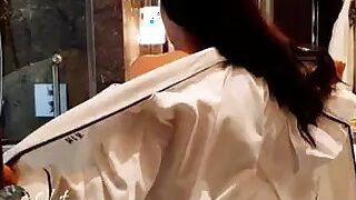 A sexy shower with a big Pudgy housewife.