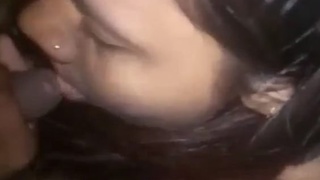 Aroused girl gives a messy oral sex and goes for a ride