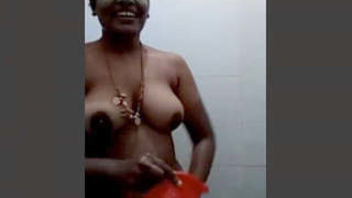 Desi aunty from India bathes