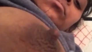 Desi girlfriend with large breasts on display